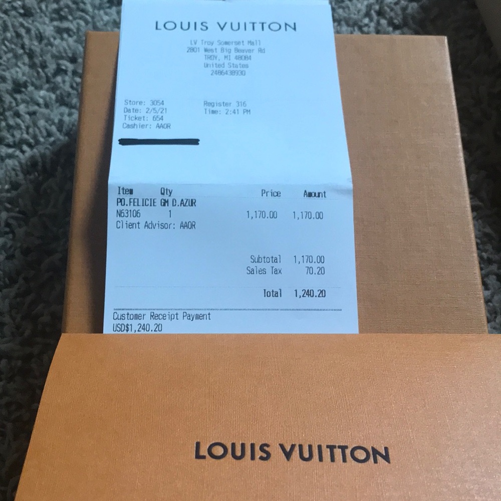 Authentic Louis Vuitton - PO Felicie GM D. Azur